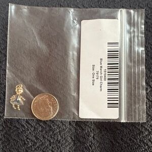 Gold and Blue Topaz Girl Charm for March Birthday